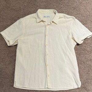 Zara Men's Casual Cream Button Down Shirt